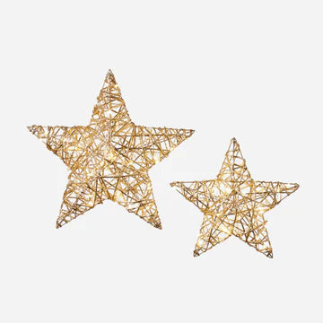 Gold Lit Star Set of 2 with Adaptor 6' Cord 12