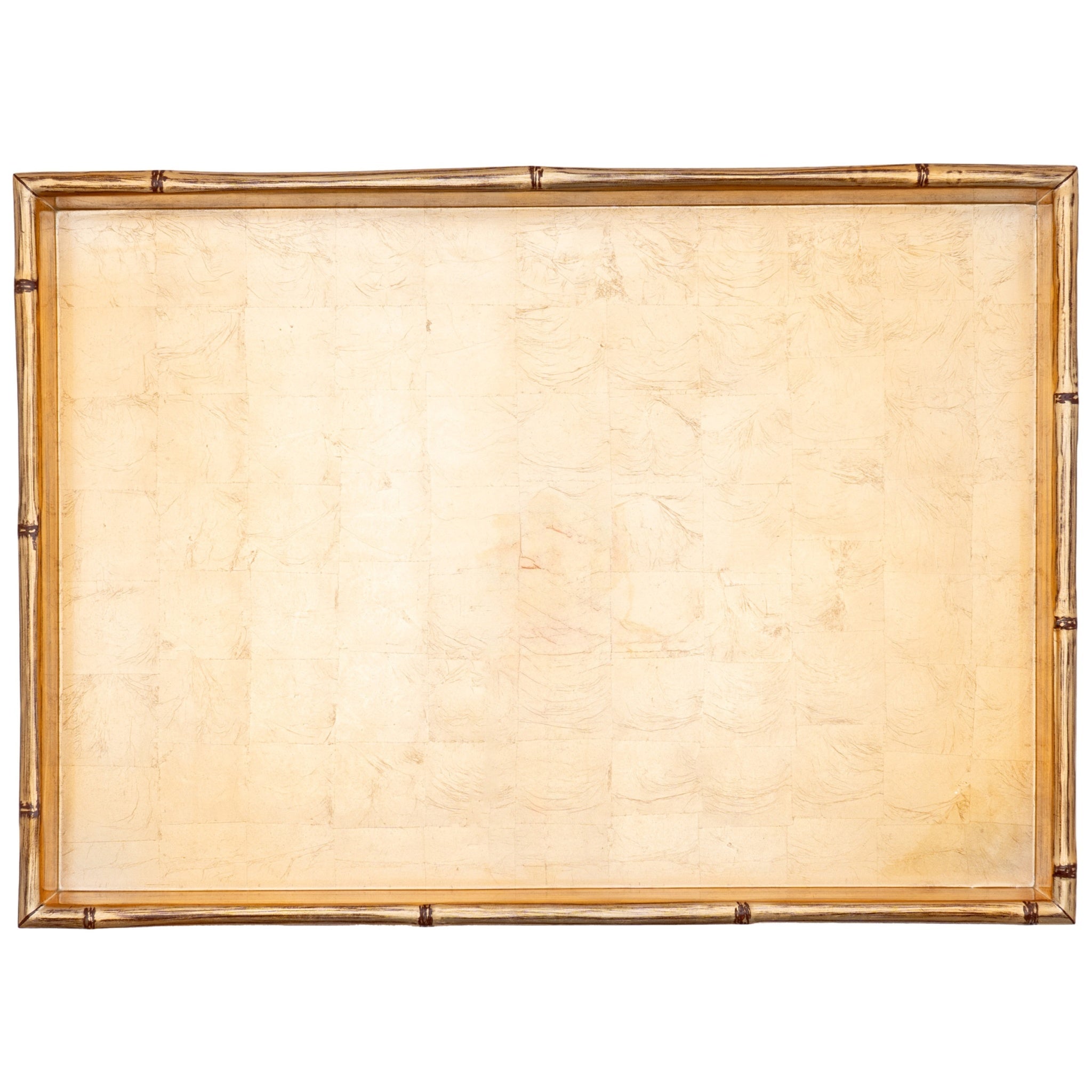 Gold Leaf Bamboo Edge Large Lacquer Rectangle Tray_Caspari_GOLDLQLGBAM
