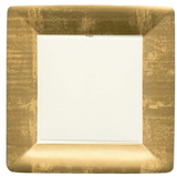 Gold Leaf Ivory Square Paper Dinner Plates - 8 Per Package_Caspari_5811DP
