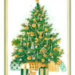 Golden Christmas Tree Classic Boxed Christmas Cards - Includes 15 Cards & Envelopes_Caspari_106205-GRN