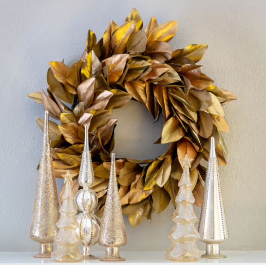 Gilded Magnolia Leaf Wreath