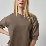 Half Sleeve Ribbed Trim Sweatshirt-Lilla P-PA3585-STK