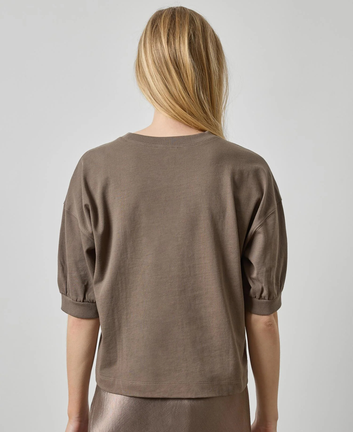 Half Sleeve Ribbed Trim Sweatshirt-Lilla P-PA3585-STK
