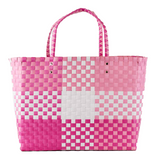 Heather Woven Beach Tote White/Pink