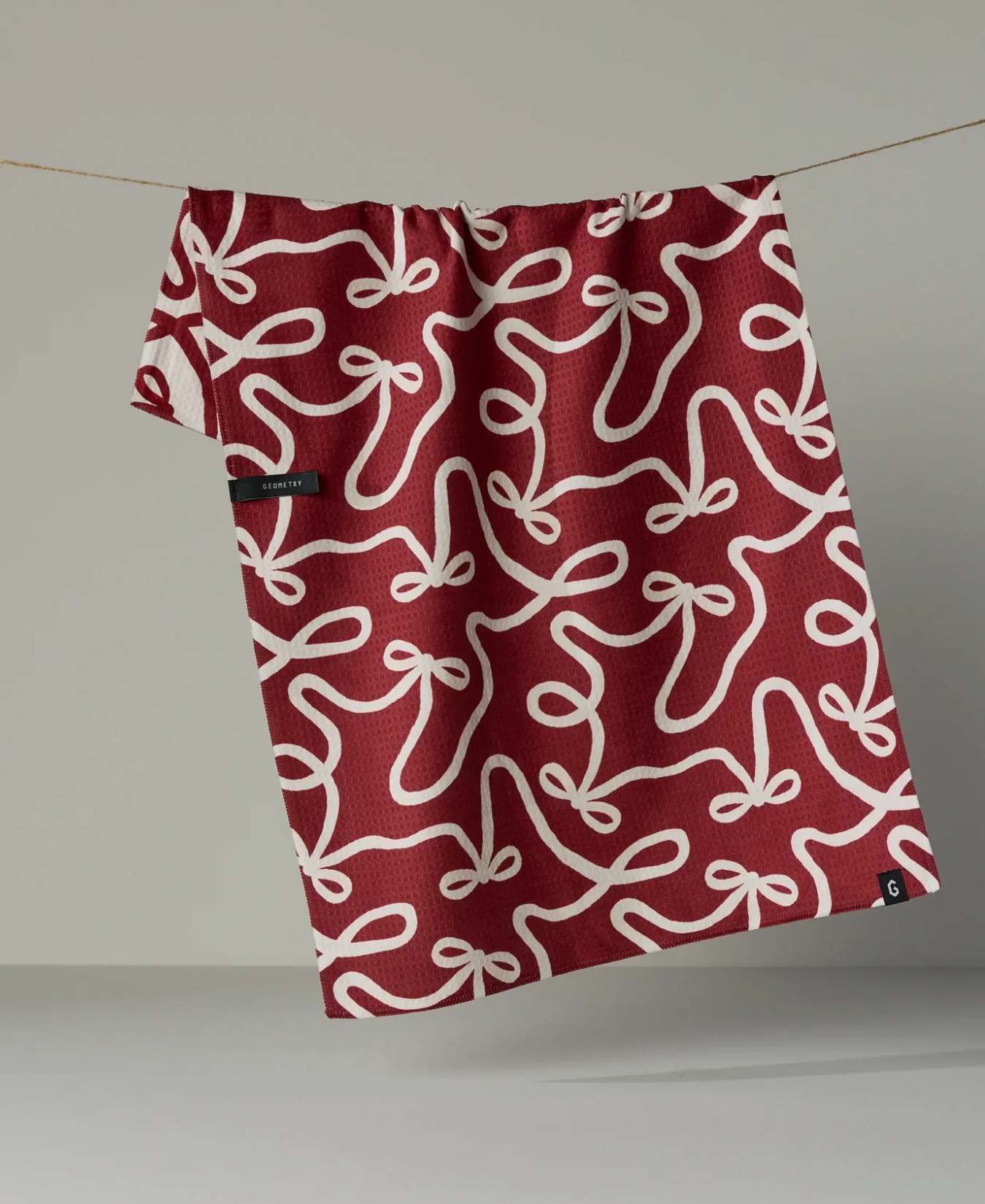 Holiday Bows Luxe Kitchen Towel-Geometry-TT-DBL-MF-HOLIDAY-BOWS-POMEGRANATE