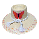 Butterfly Hat with Blue and Green Trim & White Braid