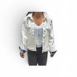 D House of Design on White Denim Jacket | Medium