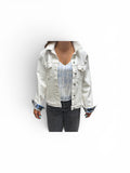 D House of Design on White Denim Jacket | Medium