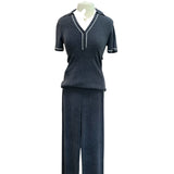 CCUL Contrast Stripe Rib Ankle Pant | Indigo Pearl