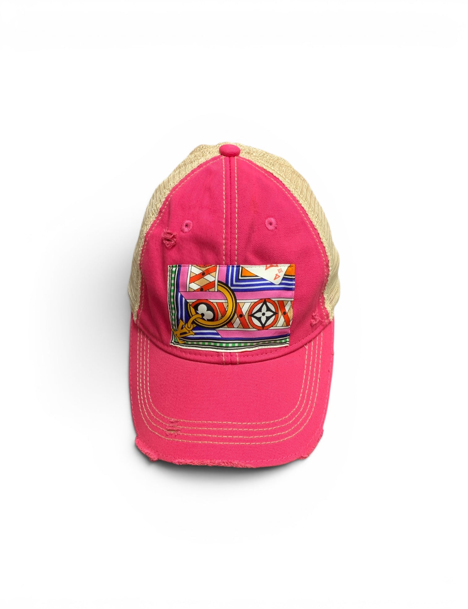 Distressed Designer Scarf Baseball Hat