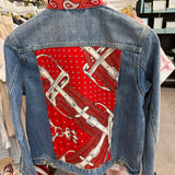 H Red Bandana Denim Jacket | Small