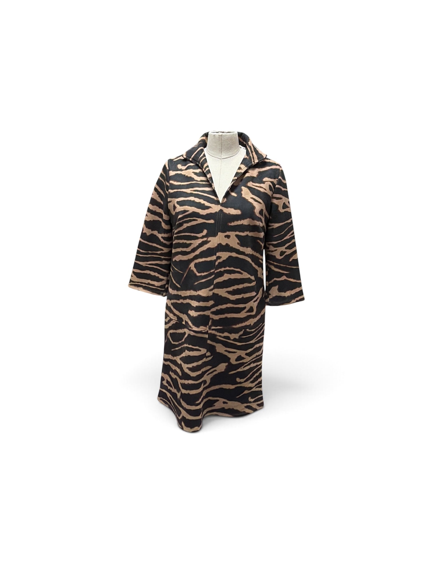 a zebra print coat on a mannequin