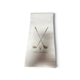 a white towel with a logo on it