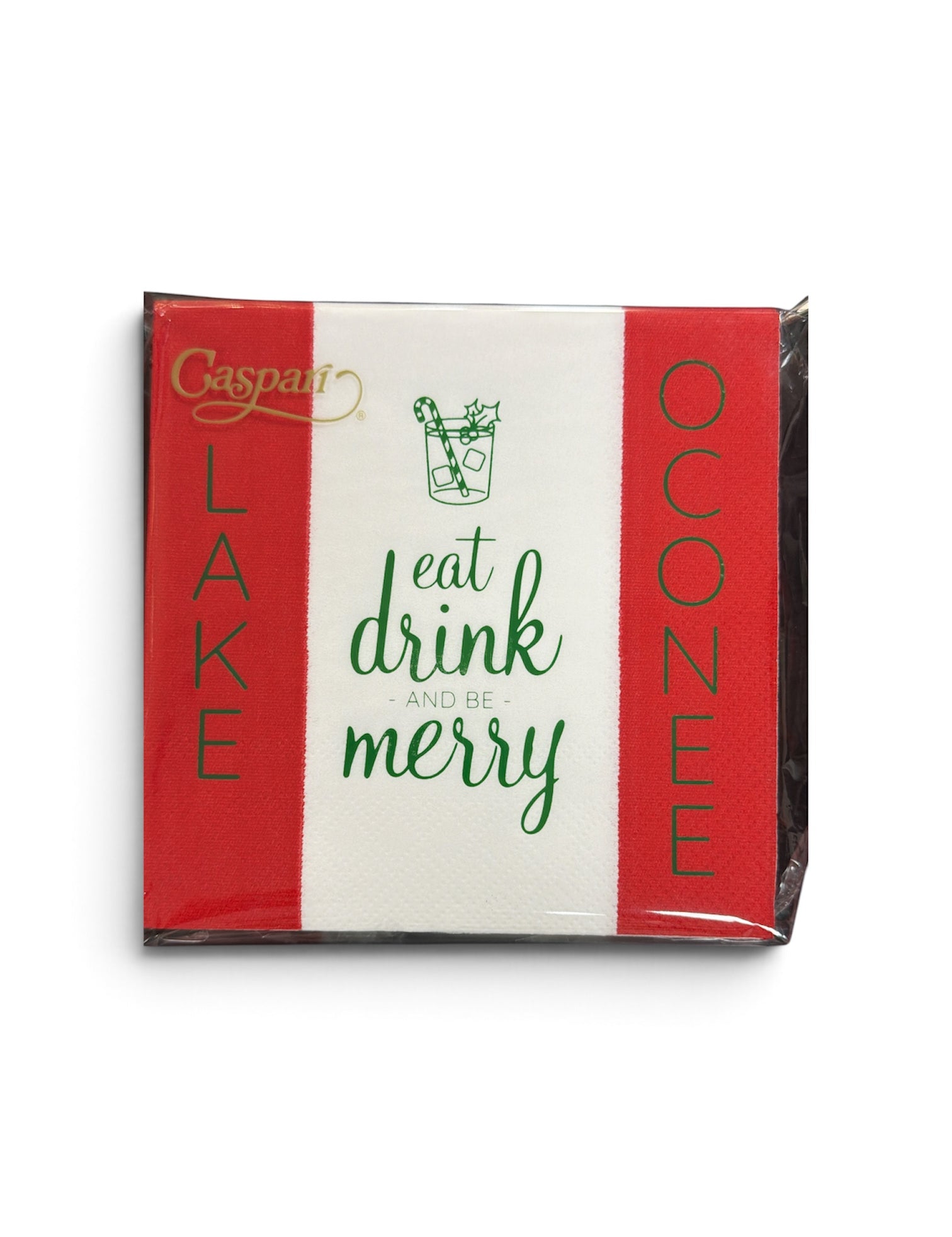 a napkin with a red and white striped design