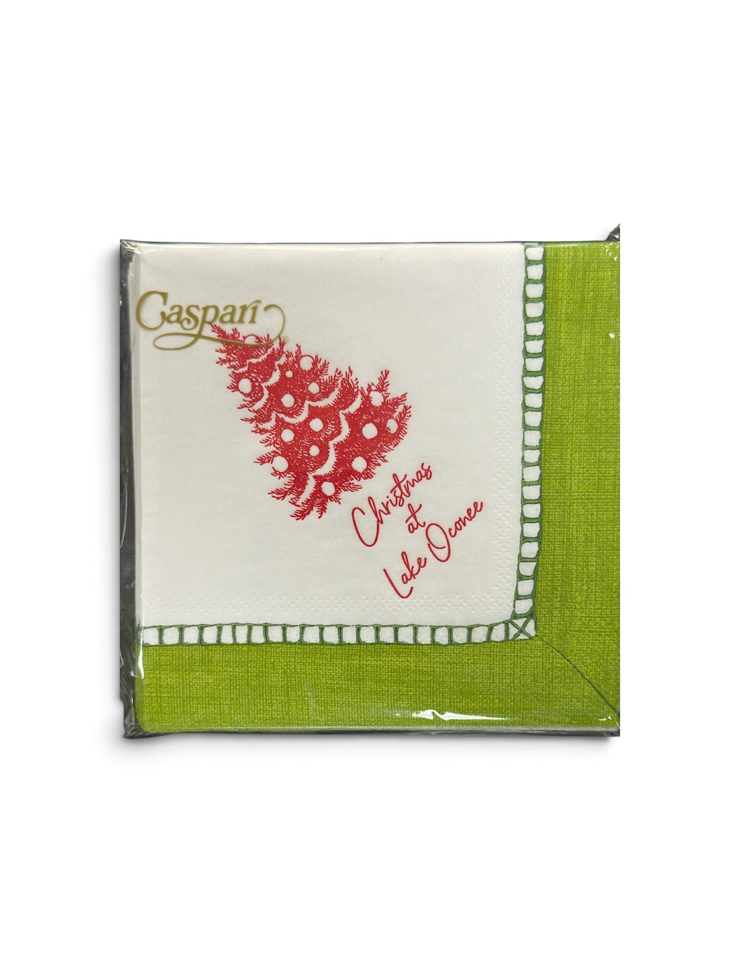 a napkin with a red and white design on it