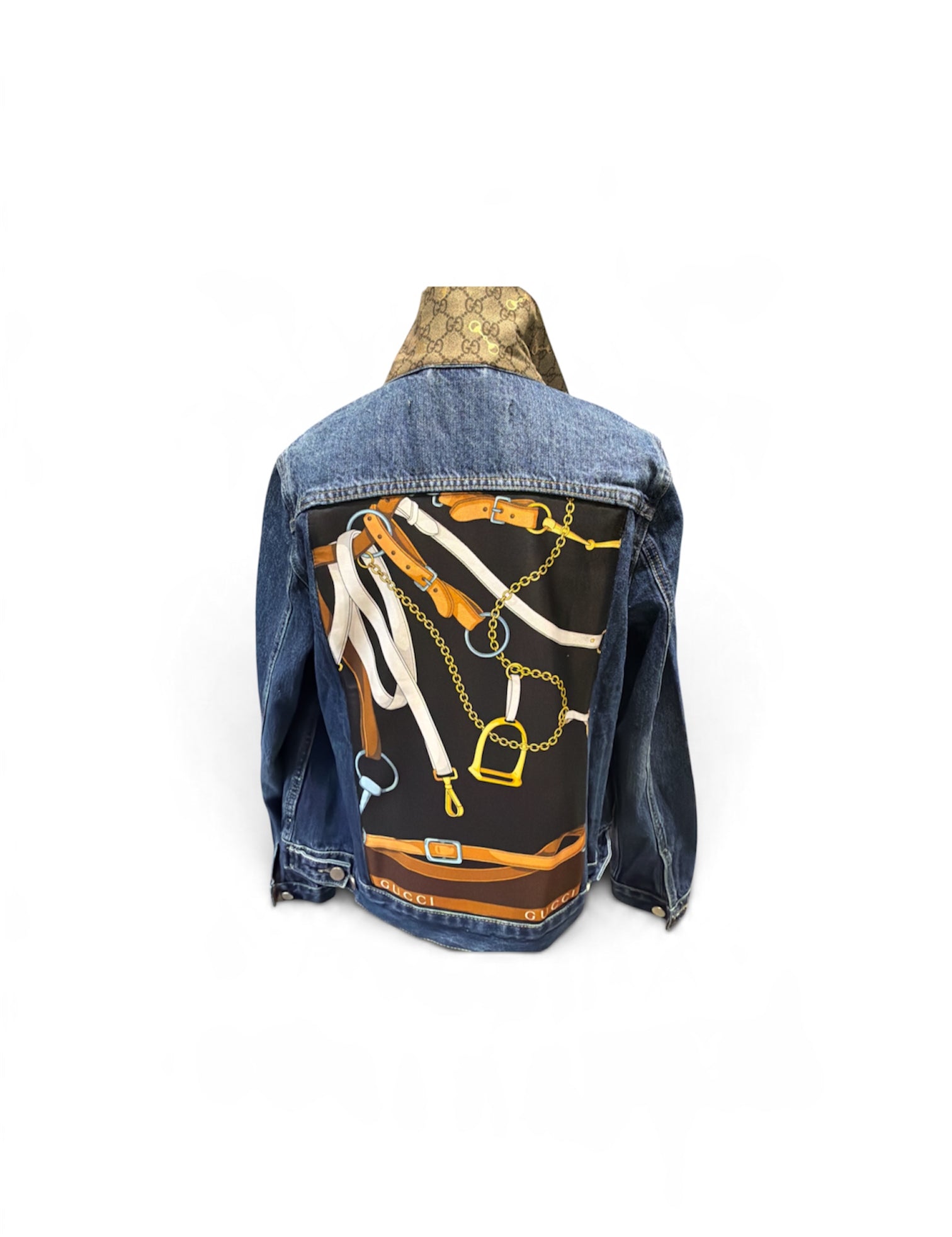 a denim jacket with a picture on it