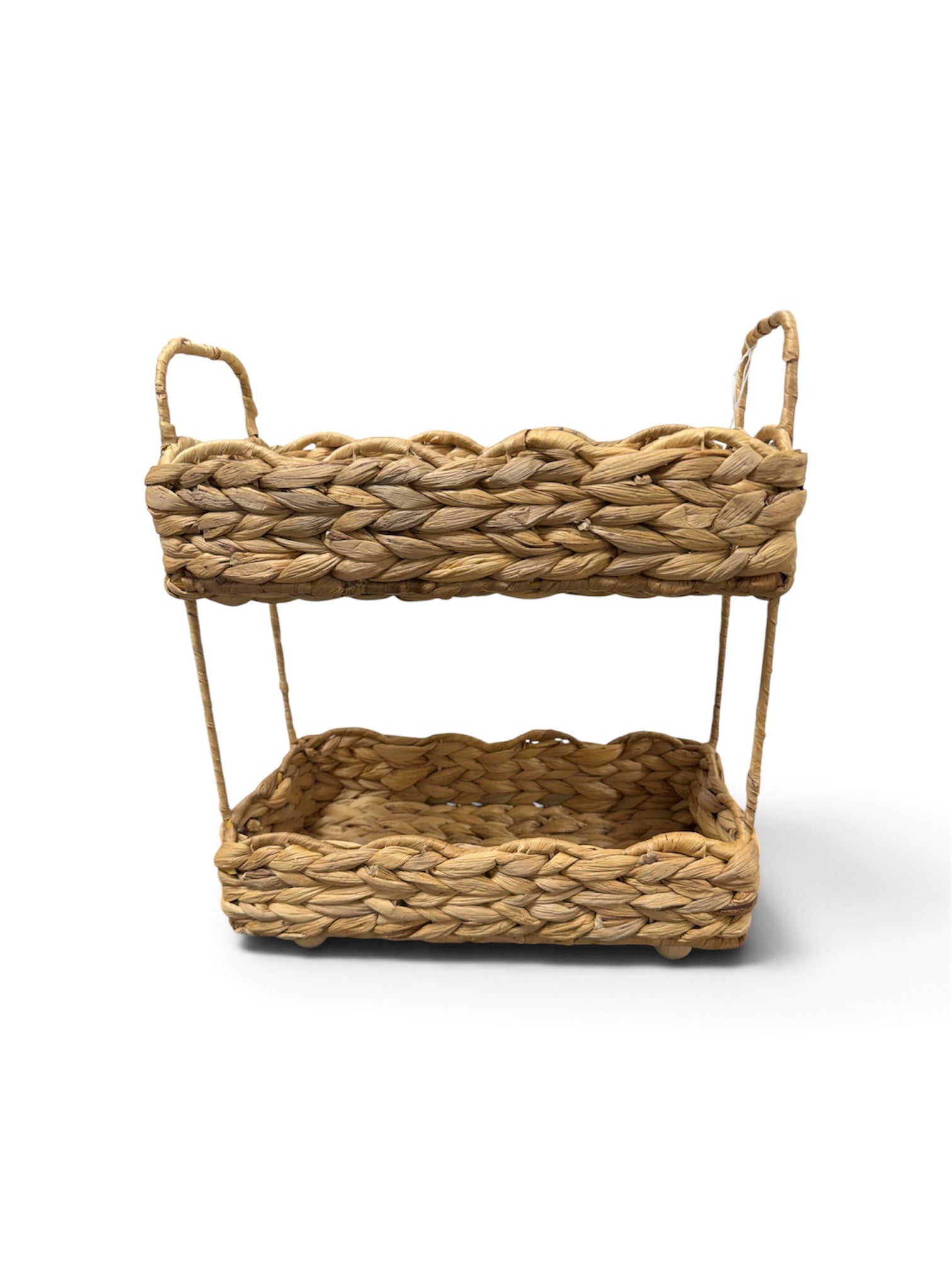 a basket with handles on it