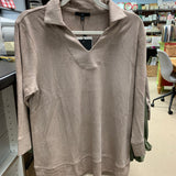 Addison Stretch Suede Top- Khaki