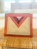 Brown Cane Weave Triangle Window Handbag