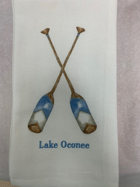 Blue Paddles Lake Oconee Dish Towel