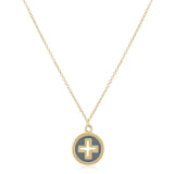 16" Necklace Gold- Signature Cross Gold Disc- Navy