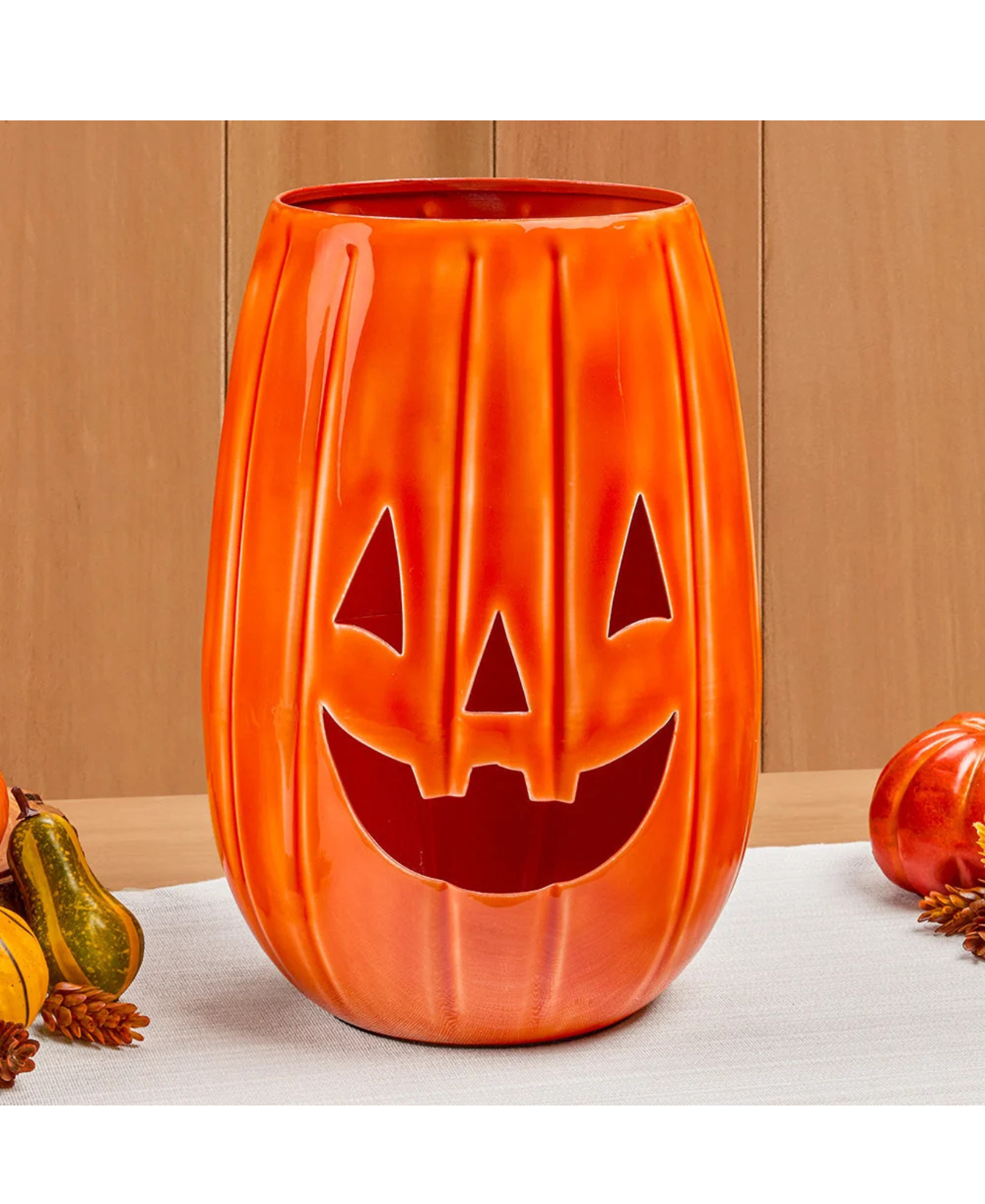 Jack-O-Lantern Enamel Luminary Tall-Tag-G20058