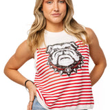 Licensed UGA Mascot Striped Knit Tank