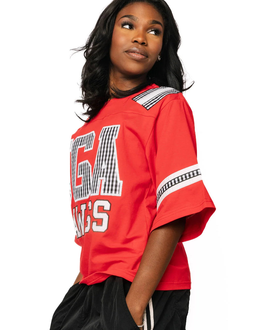Licensed UGA Oversized Gingham Jersey Tee