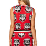 Licensed UGA Knit In Rhinestone Button Up Knit Tank