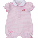 Golf Championship Pink Stripe Short Playsuit