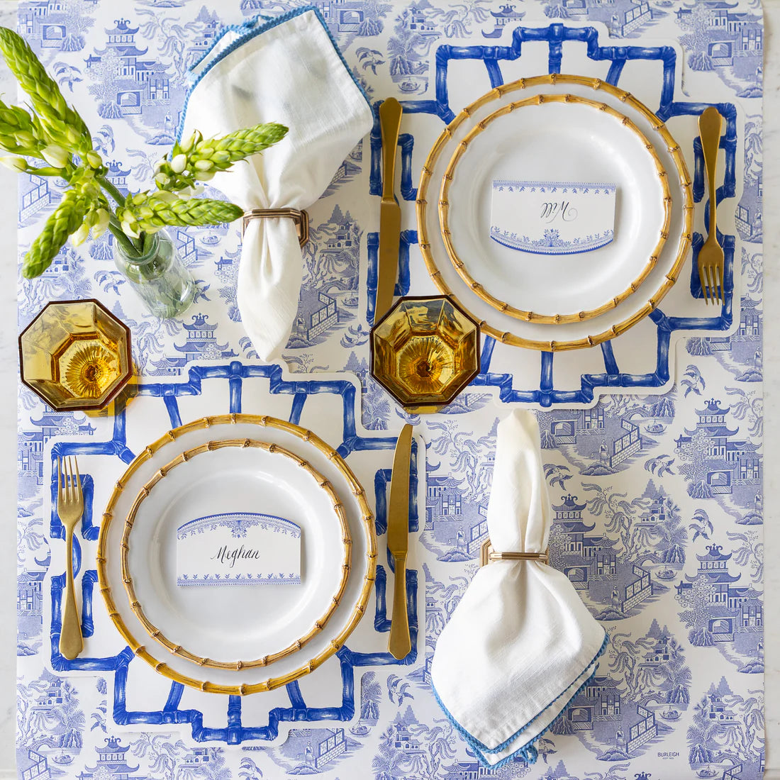 Die-Cut Blue Bamboo Placemat | 12 Sheets