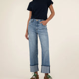 Sienna High Rise Straight Leg Roll Up 5" | Love W/Medium B
