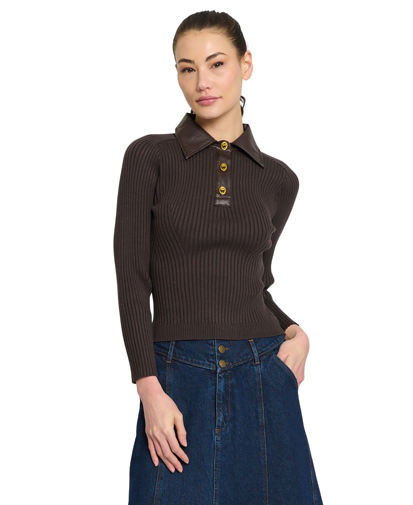 Kara Vegan Collar Turnlock Polo-CentralParkWest-CF26-10748S
