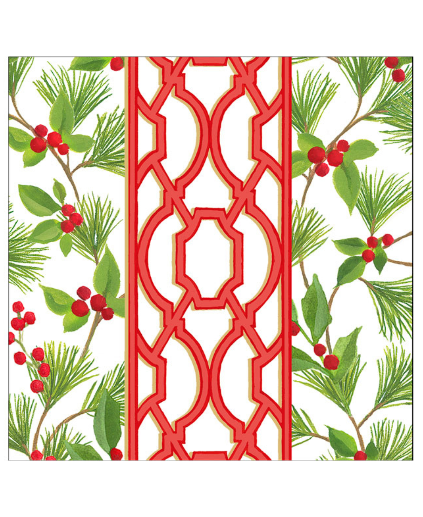Knots And Greenery White Cocktail Napkin - Package Of 20_Caspari_19180C-GRN