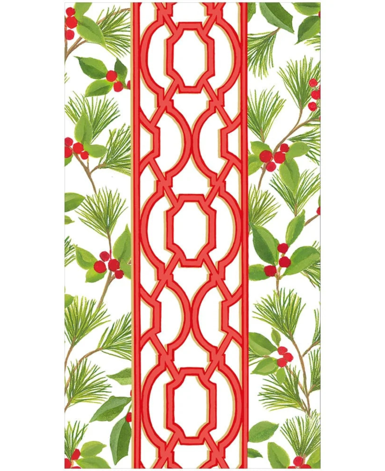 Knots And Greenery White Guest Towel - Package Of 15_Caspari_19180G-GRN