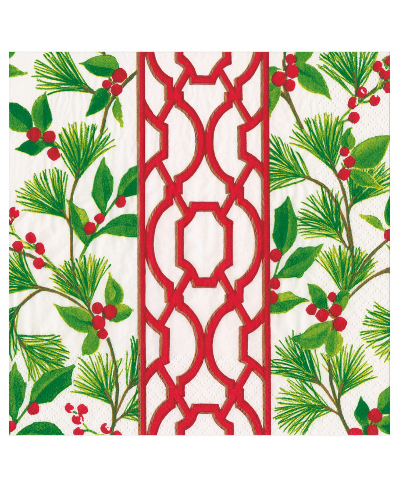 Knots And Greenery White Napkin Luncheon_Caspari_19180L-GRN