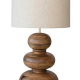 Mango Wood Table Lamp w/linen shade