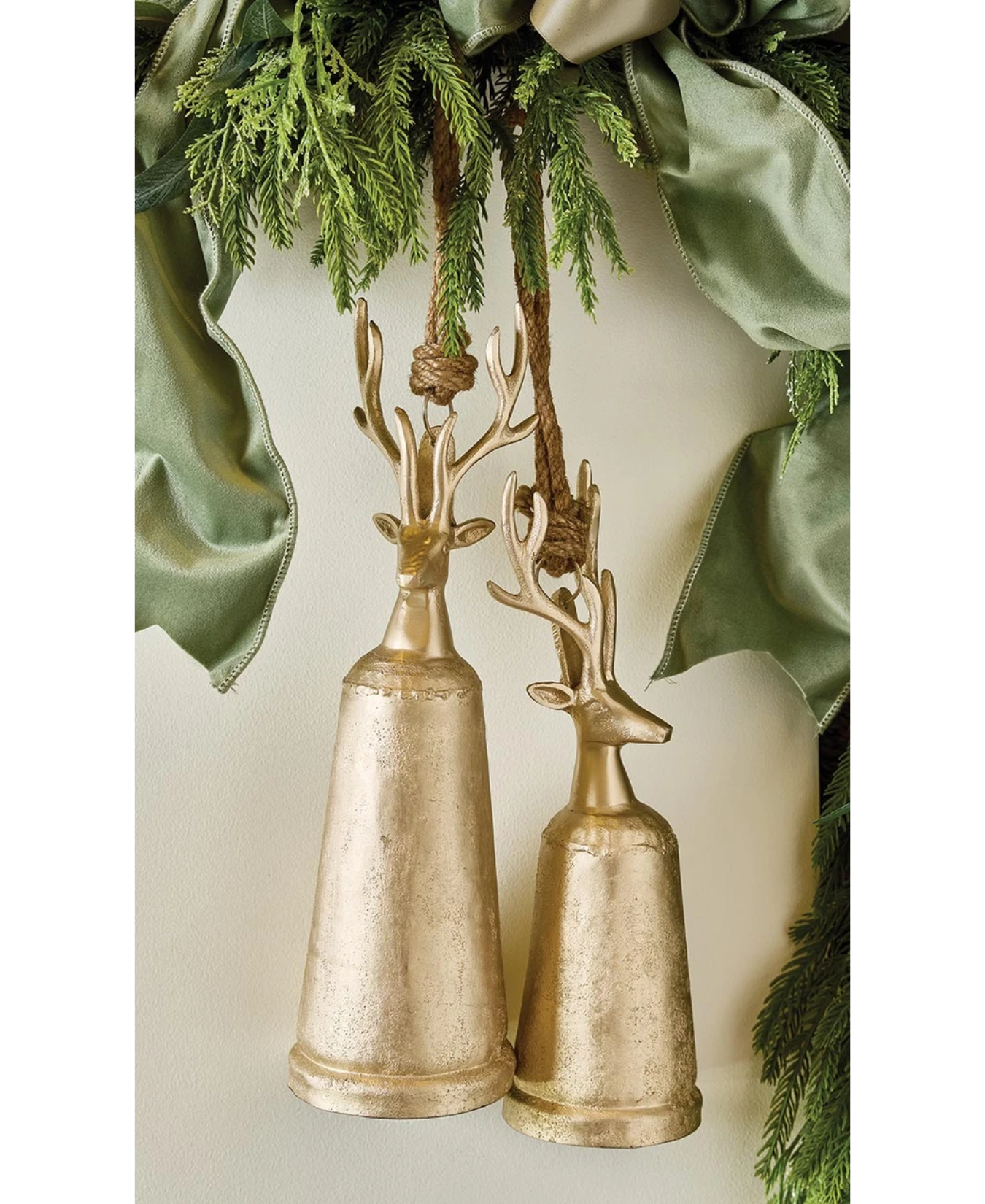 Large Champagne Platinum Reindeer Bell-SantaBarbaraDesignStudio-T5152