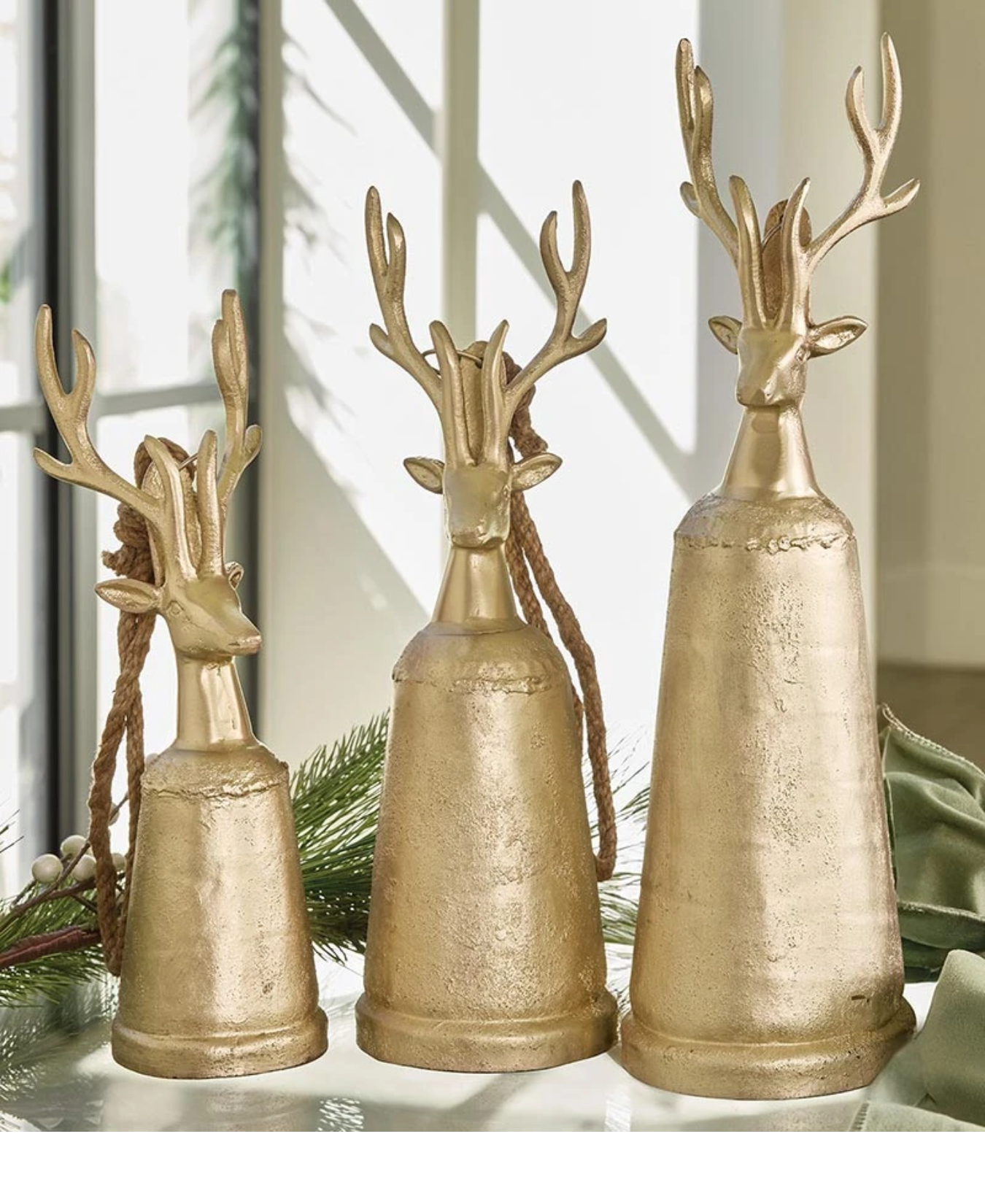 Large Champagne Platinum Reindeer Bell-SantaBarbaraDesignStudio-T5152