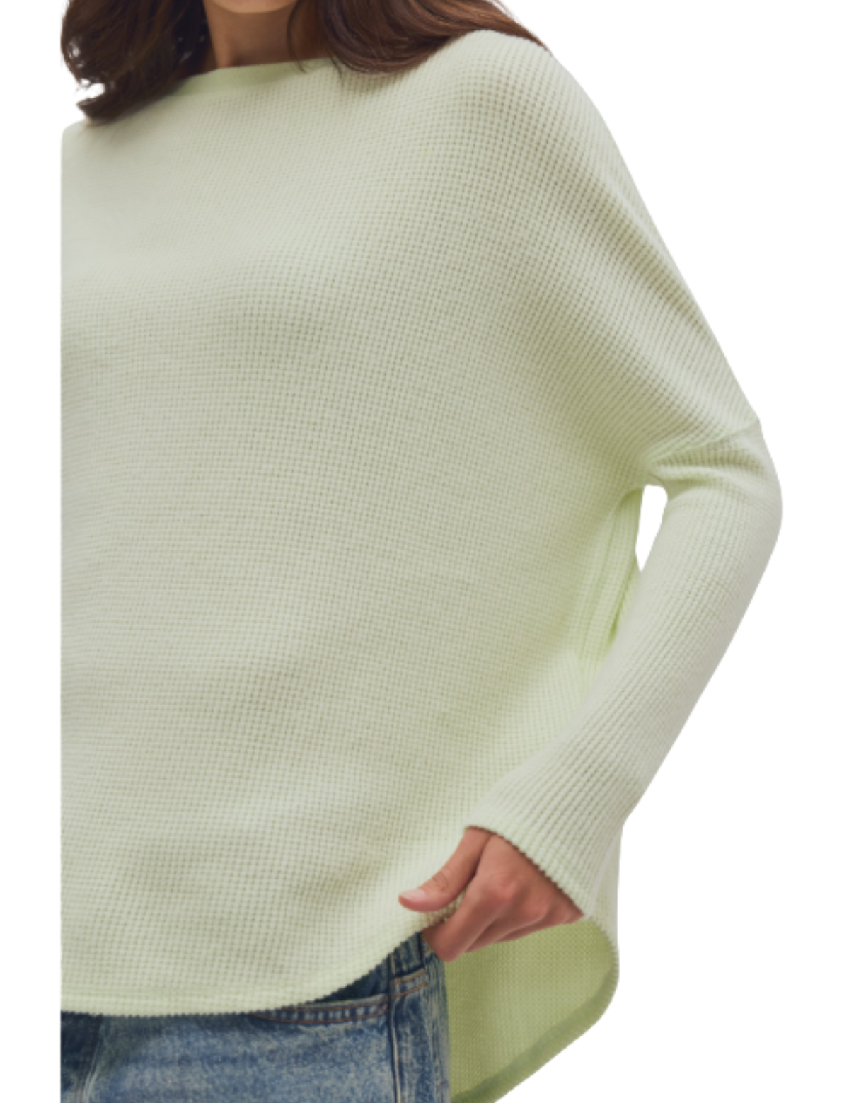 a person wearing a white sweater