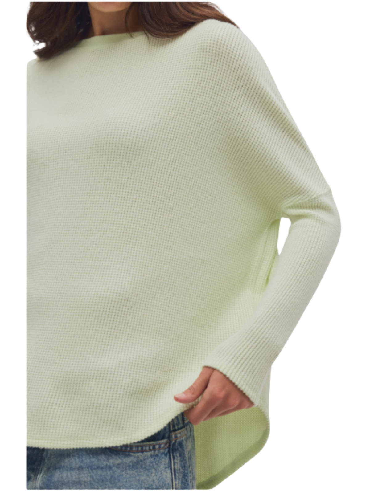 a person wearing a white sweater