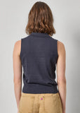 Sleeveless Polo Sweater | Navy