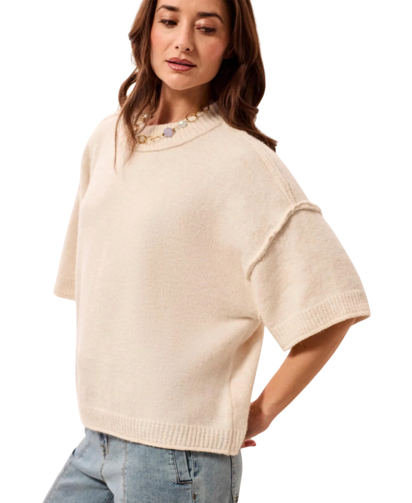 Lofty Elbow Sleeve Crew Neck Sweater_Tribal_6278O-5774-HCM