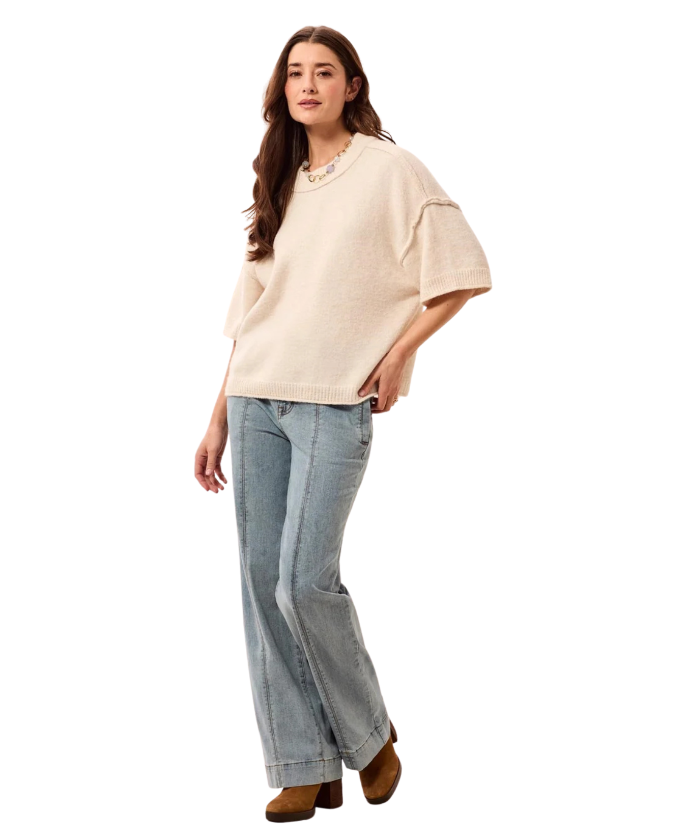 Lofty Elbow Sleeve Crew Neck Sweater_Tribal_6278O-5774-HCM