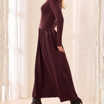 Long Sleeve Mixed Media Maxi Dress - Tribal - 3276O-8560