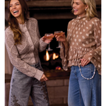 Long Sleeve Mock Neck Sweater Cardigan-Tribal-3260O-8557