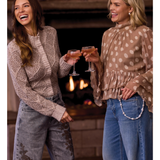 Long Sleeve Mock Neck Sweater Cardigan-Tribal-3260O-8557