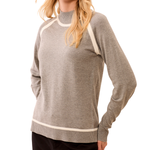 Long Sleeve Mock Neck Sweater with Tipping Detail-Tribal-3226O-835