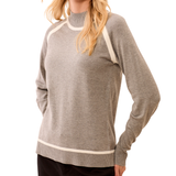 Long Sleeve Mock Neck Sweater with Tipping Detail-Tribal-3226O-835