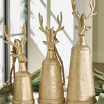 a group of gold reindeer bells